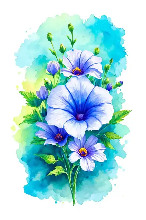 Aster And Morning Glory Flowers