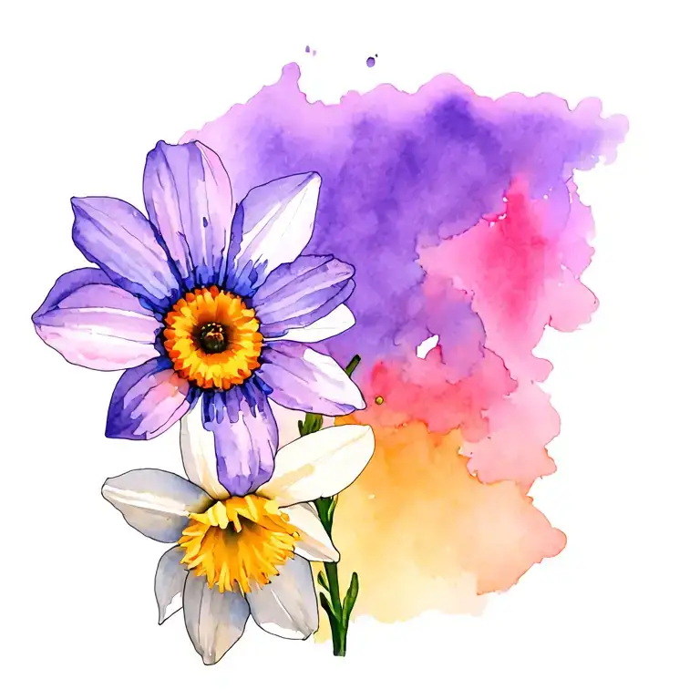 Larkspur And Daffodil Daisy Larkspur Aster