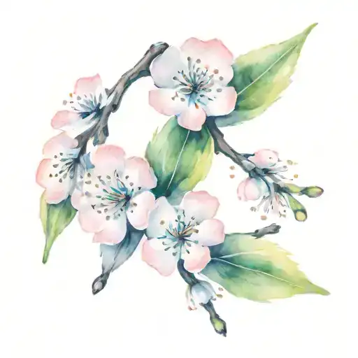 Cherry Blossom Branch With The Word Courtney