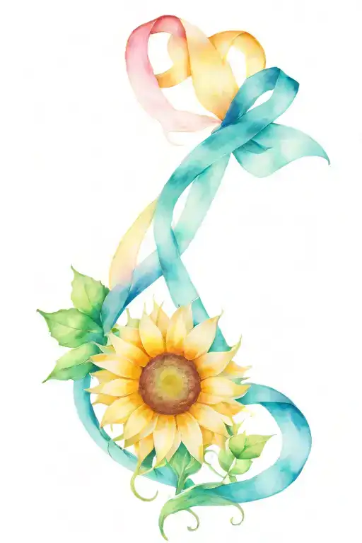 Sunflower And Breast Cancer Ribbon