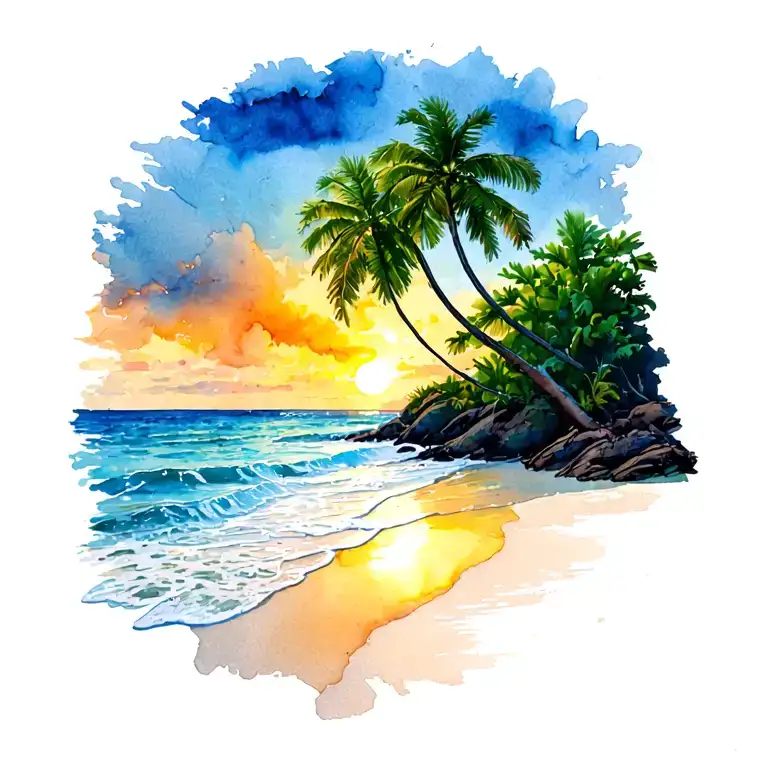 Gold Coast Of Costa Rica Late Sunset Beach With Guanacaste Tree In Foreground