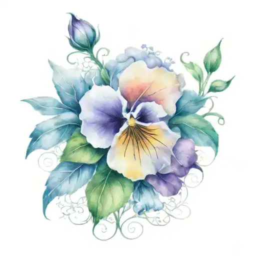 Skelton Hand With Pansy Flower In Middle