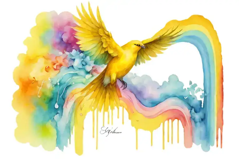 Yellow Bird Rainbow Waterfall
