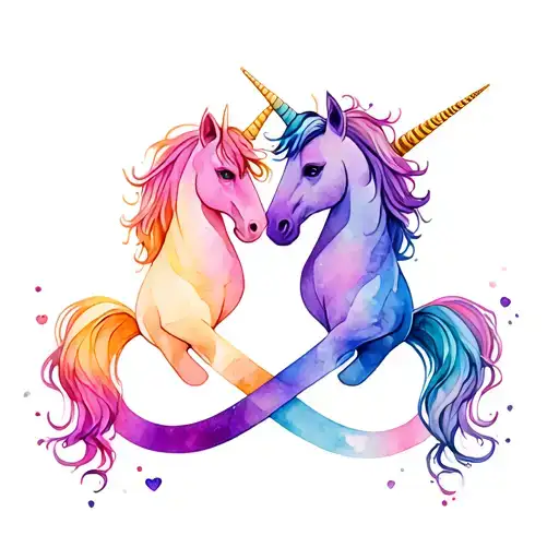 Infinity Symbol Intertwined With Unicorn Full Body