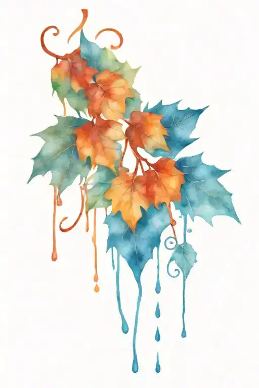 Blue Leaves On Vine Falling Dripping Blue Blood