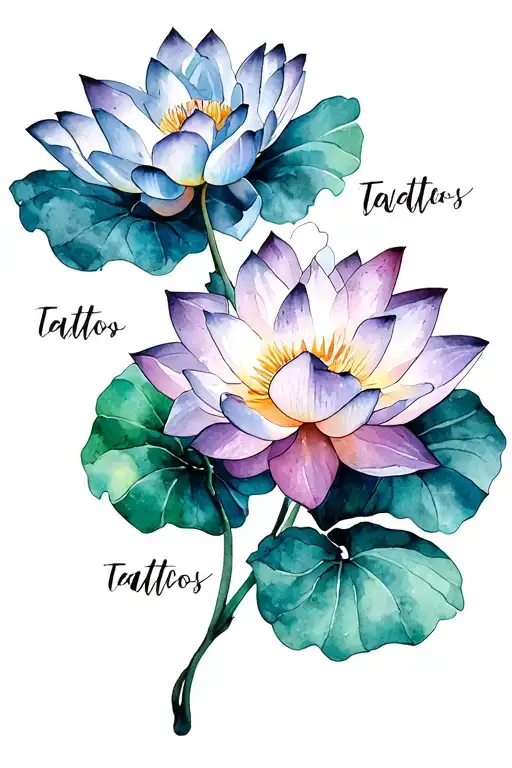 Three Lotus Flowers With Last Name On Stem Growing