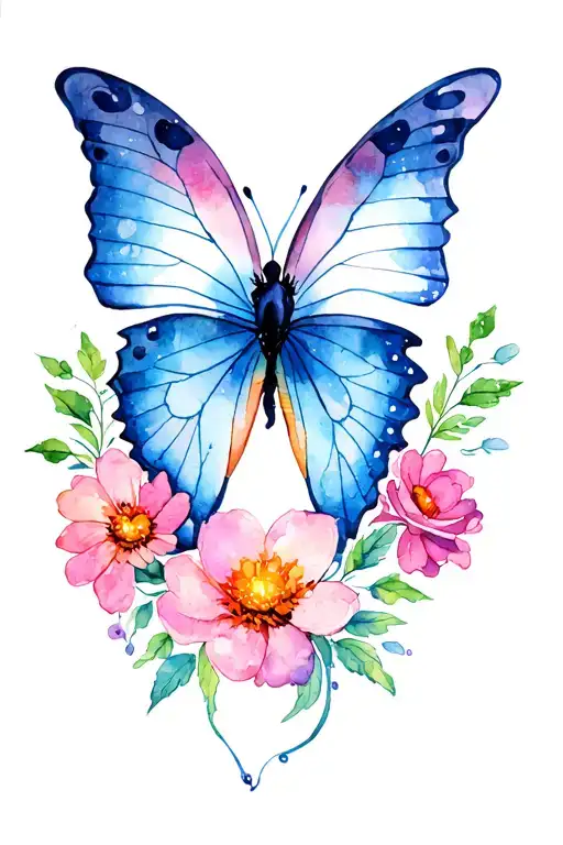 Butterfly With Flower Intertwined Hearts