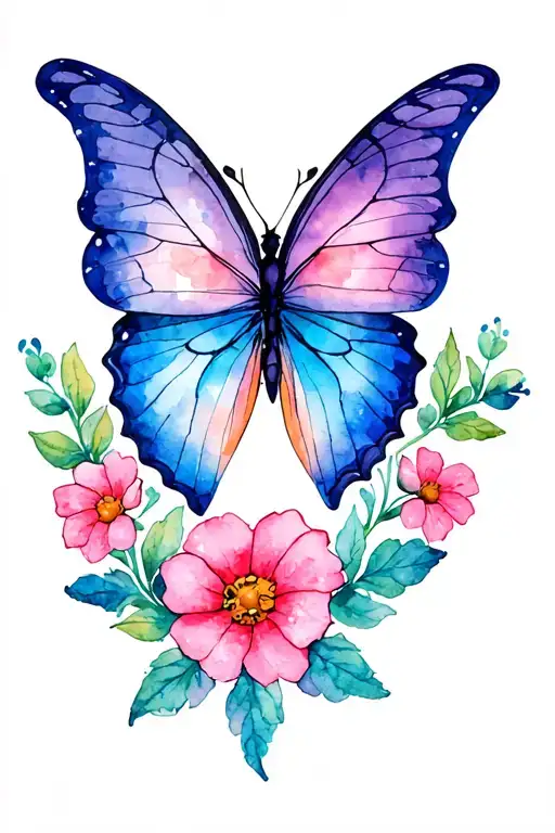 Butterfly With Flower Intertwined Hearts