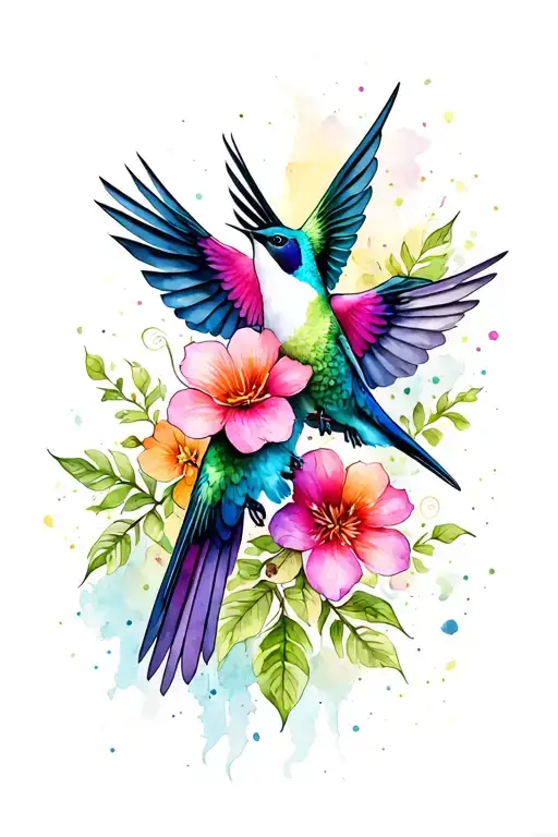 Masculine Hummingbirds With Flowers