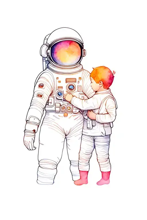 Astronaut Minimalist Representation Of Mom And Son
