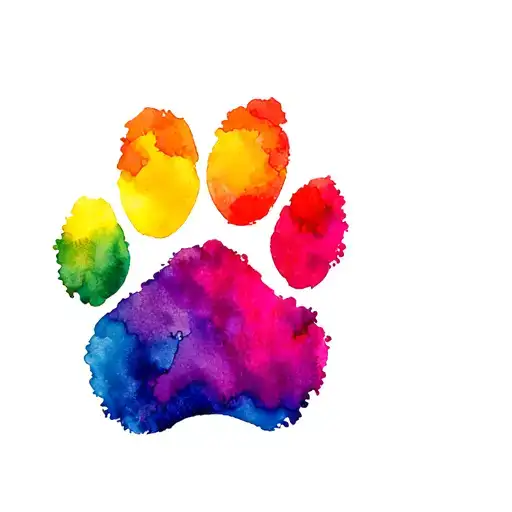 Autism Rainbow Paw Print