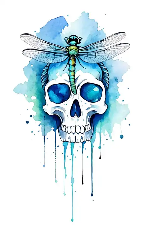 Dragon Fly And Simicoln Symbol Morphing Skull