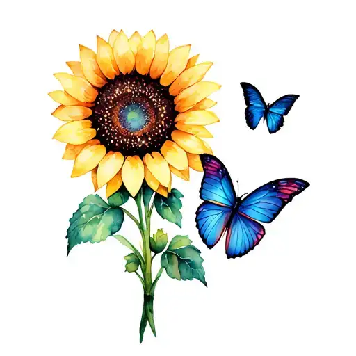 Sunflower And Butterfly