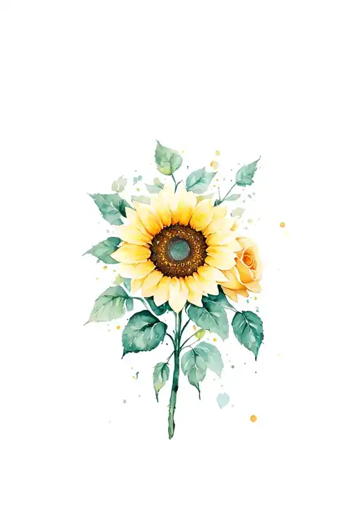 Sunflower And Rose Blooming