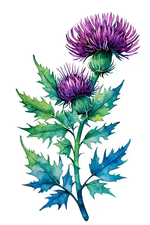 Thistle With Tartan Leaves
