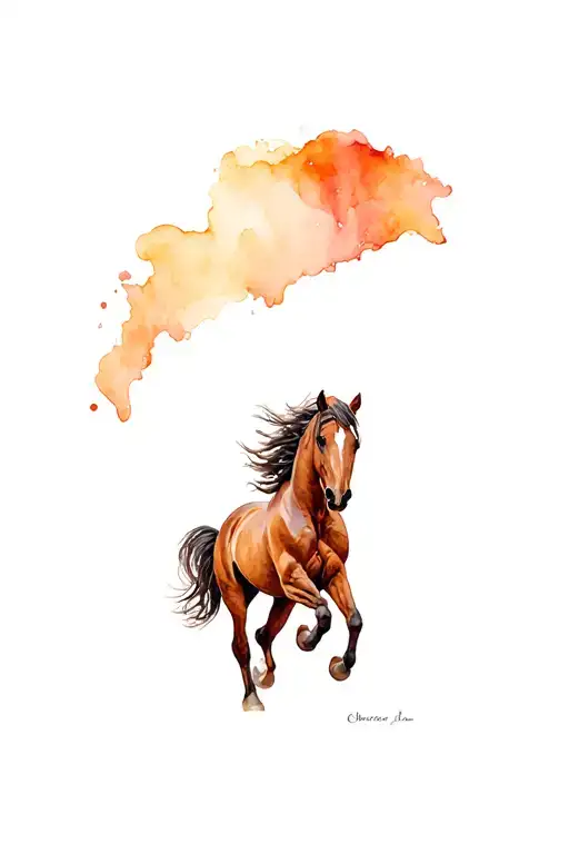 Horse Trotting In Celtic Circle