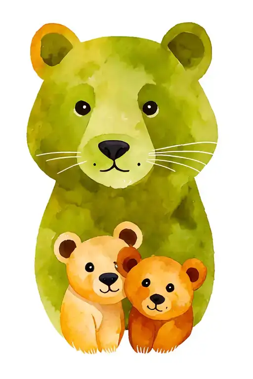 Bear With Cubs With Forest Background Feline Circular Light Protective