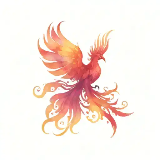 Red And Orange Phoenix With Flames Reverie