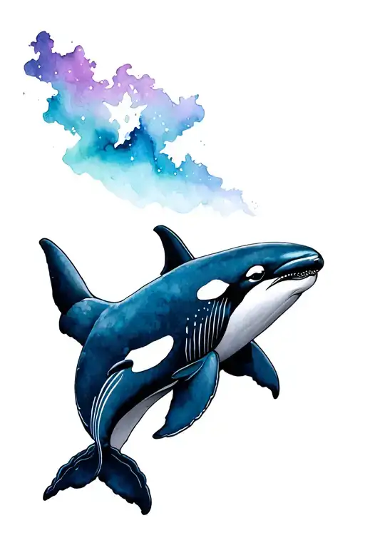 Aurora Borealis And Orca Whale