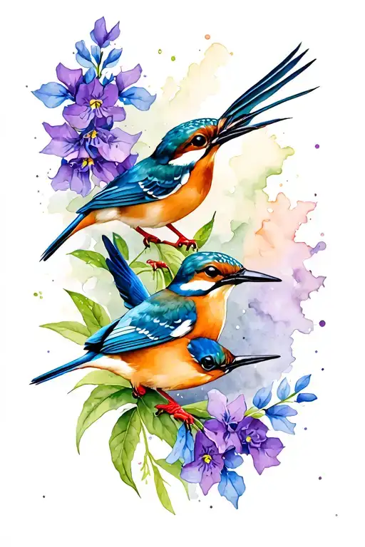 Larkspur And Kingfisher Bird
