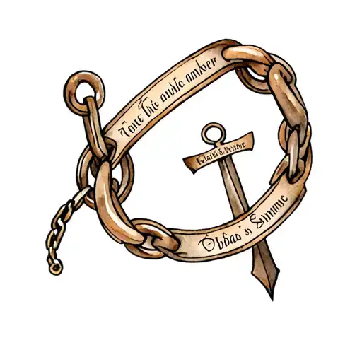 Anker On The Back With The Names Tobias And Simone In The Anchor Chain In Old German Script