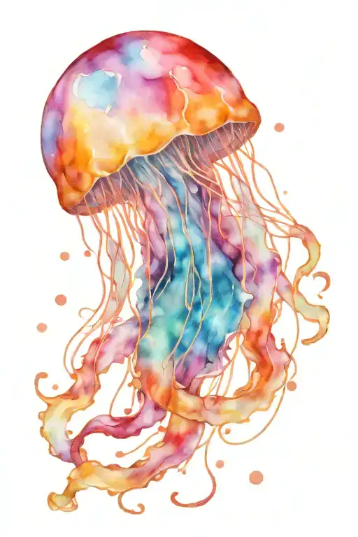 Jellyfish With Watercolor Spots