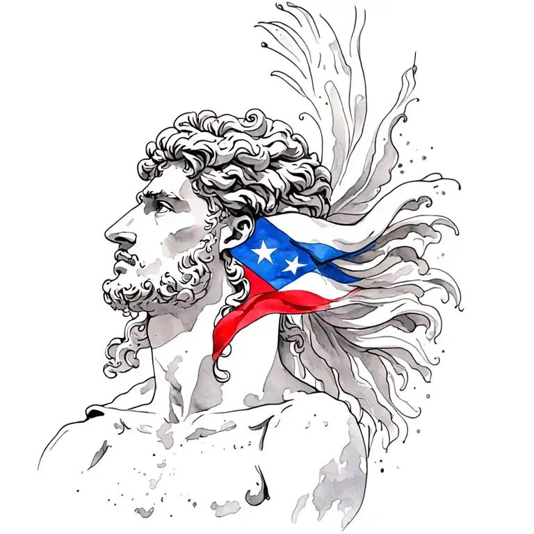 Adonis Greek God With The Puerto Rican Flag Intertwined
