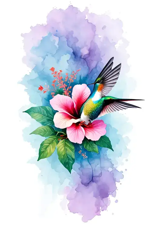 Hummingbird And Hibiscus Flower