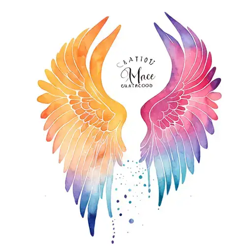 Wings Name Tatto