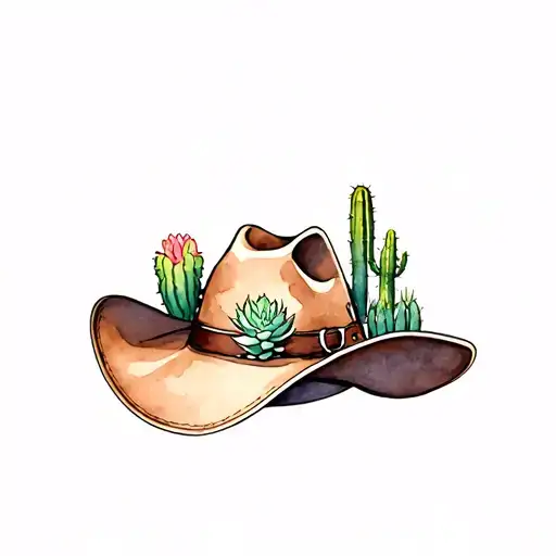 Cacti And Succulents Growing Inside A Upside Down Cowboy Hat