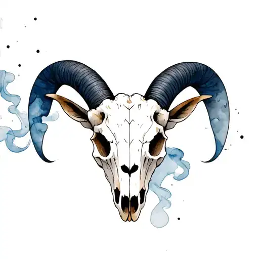 Goat Skull And Smoke Rises