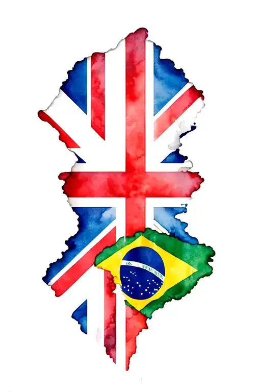 British And Brazilian Flag Intertwined