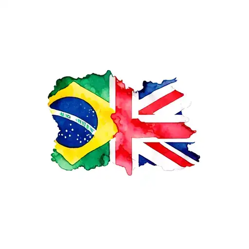 British And Brazilian Flag Intertwined