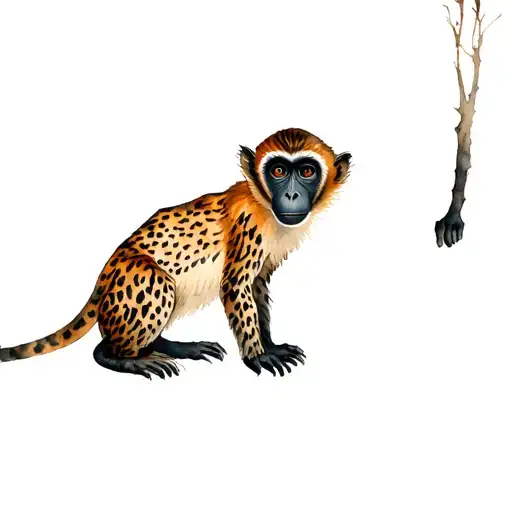 Vervet Monkey With Ocelot Print As Skin Glass Bones