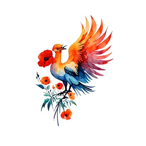 Pheonix With Poppies