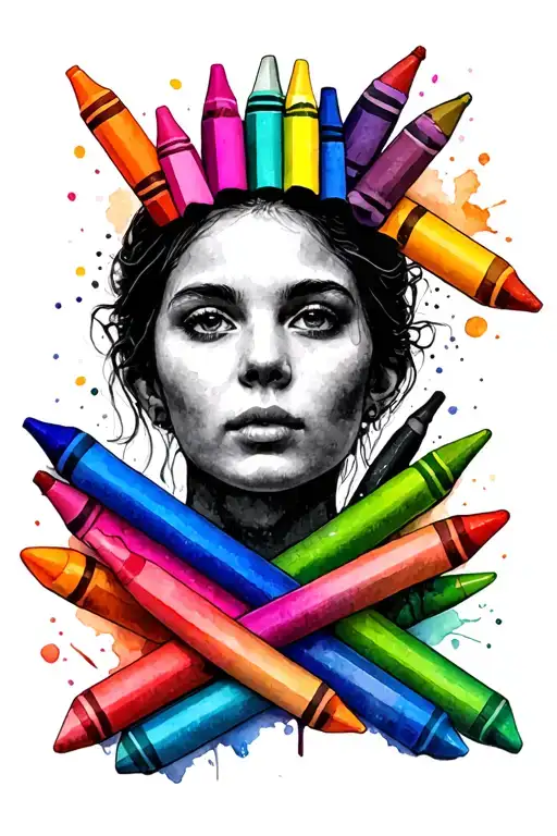 Crayons Still Color Tattoo Design