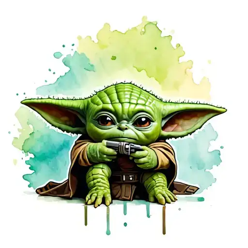 Baby Yoda Holding Creeper From Minecraft