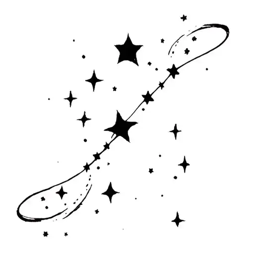 Moon And Orion's Belt And Stars