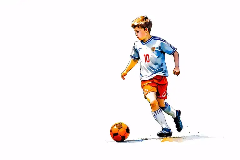 Boy Walking In Football Soccer Player