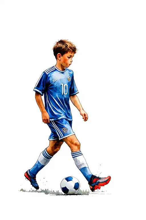 Boy Walking In Football Soccer Player