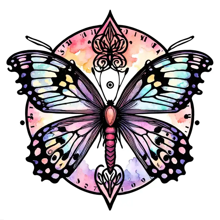 Buterfly And Time Clock