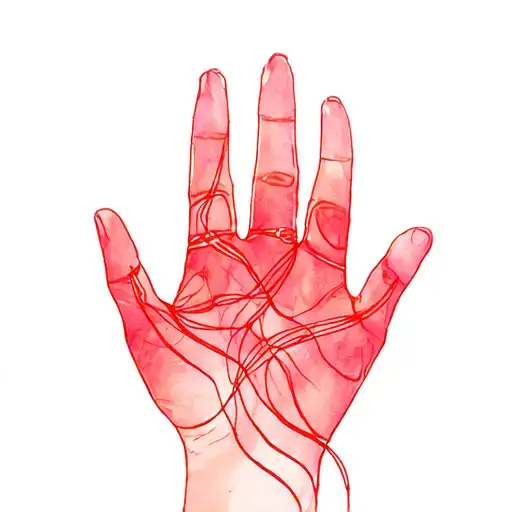 Long Thin Red Lines On The Palm