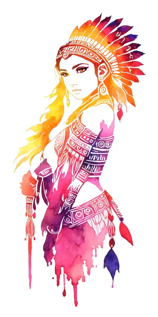 Aztec Girl Warrior Woman