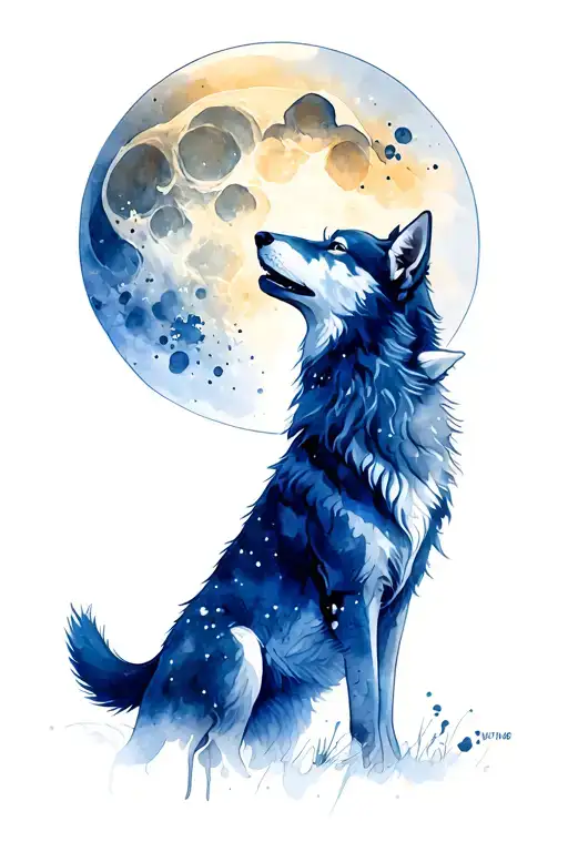 Wolf Howling At Moon Made
