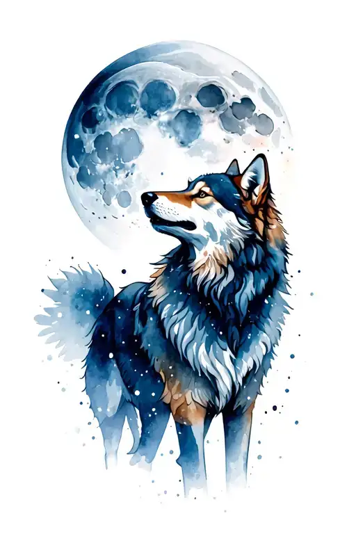 Wolf Howling At Moon Shining Full Moon