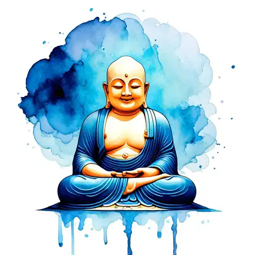 Bald Happy Buddha Sitting Alone