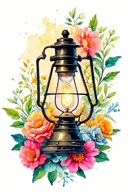 Miners Lamp And Flowers Intertwined