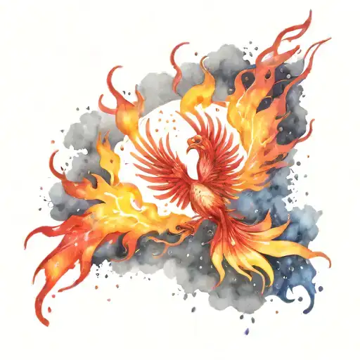 Red Orange Flames Phoenix Rising From The Ashes Rain