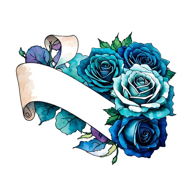 Multiple Roses With Scroll Across Chest