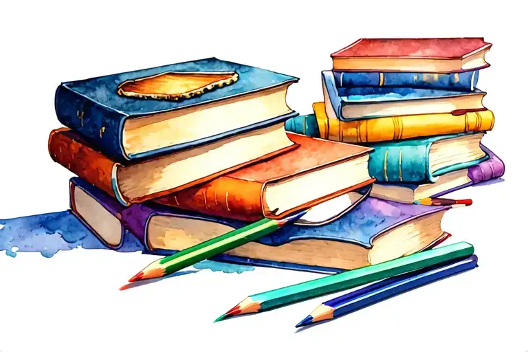 Books And Colered Pencils